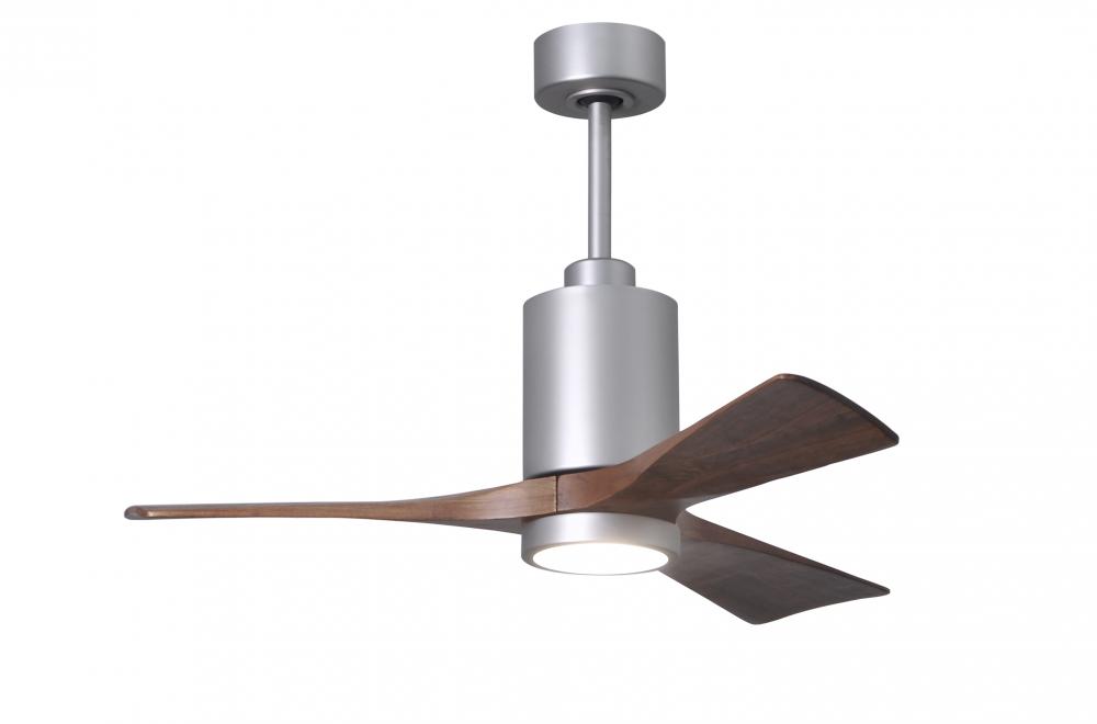 Patricia-3 three-blade ceiling fan in Brushed Nickel finish with 42” solid walnut tone blades an