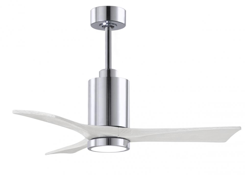 Patricia-3 three-blade ceiling fan in Polished Chrome finish with 42” solid matte white wood bla