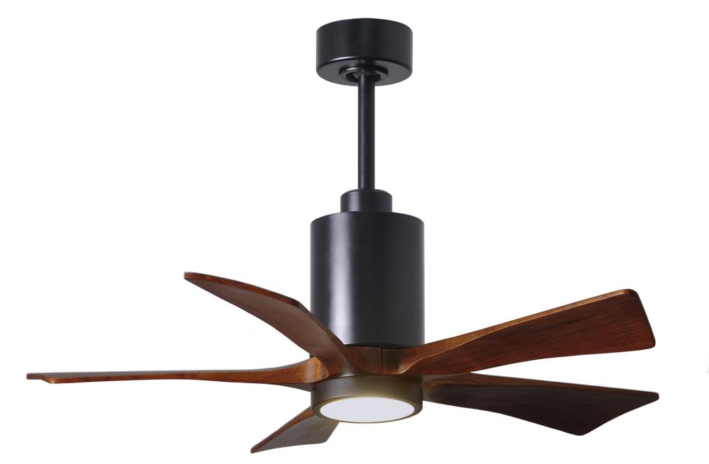 Patricia-5 five-blade ceiling fan in Matte Black finish with 42” solid walnut tone blades and di
