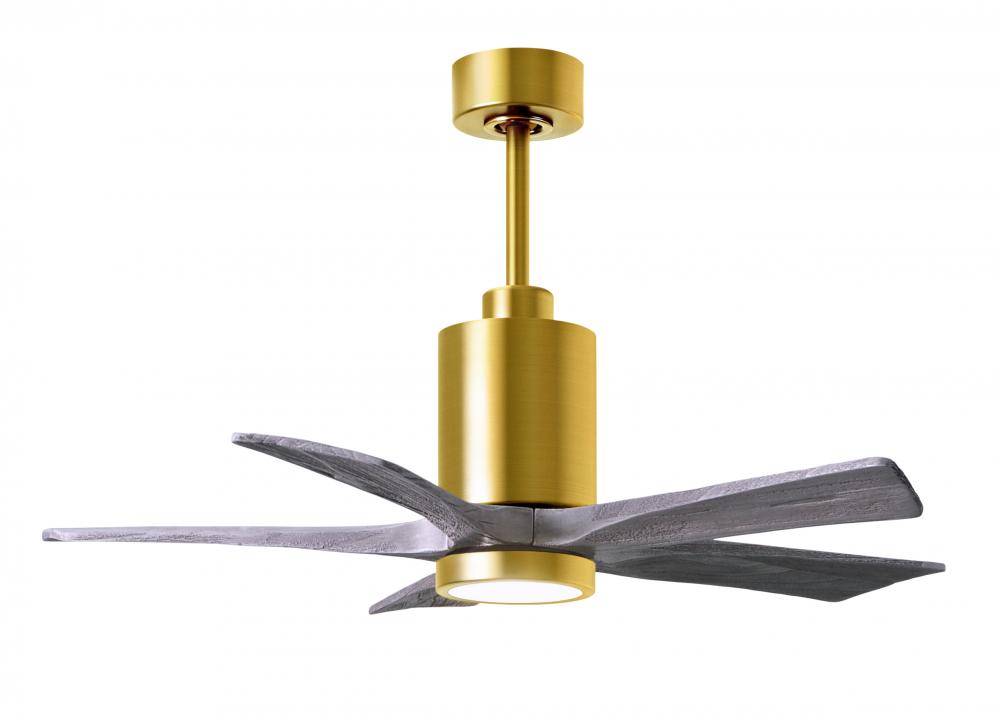 Patricia-5 five-blade ceiling fan in Brushed Brass finish with 42” solid barn wood tone blades a