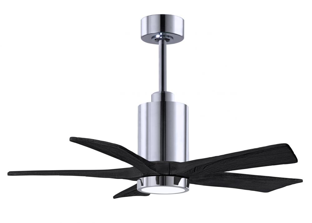 Patricia-5 five-blade ceiling fan in Polished Chrome finish with 42” solid matte black wood blad