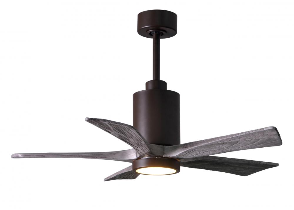 Patricia-5 five-blade ceiling fan in Textured Bronze finish with 42” solid barn wood tone blades