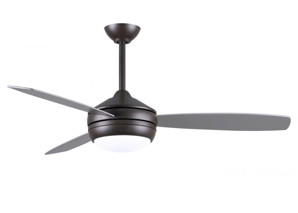 T-24 52" Ceiling Fan in Textured Bronze and reversible Matte White/Brushed Nickel Blades