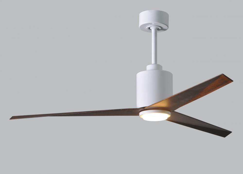 Eliza-LK Three Bladed Paddle Fan in Gloss White With Walnut Tone Blades and Integrated LED