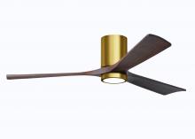 Matthews Fan Company IR3HLK-BRBR-WA-60 - Irene-3HLK three-blade flush mount paddle fan in Brushed Brass finish with 60” solid walnut tone