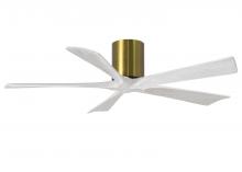 Matthews Fan Company IR5H-BRBR-MWH-52 - Irene-5H - 52" Five Blade Flush Mount Paddle Fan - Brushed Brass Finish - Matte White Blades