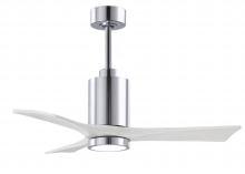 Matthews Fan Company PA3-CR-MWH-42 - Patricia-3 three-blade ceiling fan in Polished Chrome finish with 42” solid matte white wood bla