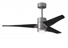 Matthews Fan Company SJ-BN-BK-52 - Super Janet three-blade ceiling fan in Brushed Nickel finish with 52” solid matte blade wood bla