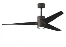 Matthews Fan Company SJ-TB-BK-60 - Super Janet - 60" Ceiling Fan - Integrated LED - Textured Bronze Finish - Matte Black Blades