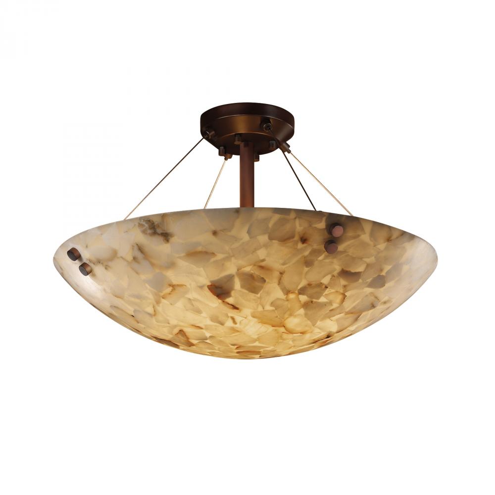 24" LED Semi-Flush Bowl w/ Concentric Circles Finials