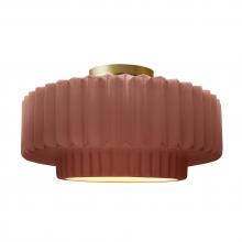 Justice Design Group CER-6375-CLAY-BRSS - Large Tier Pleated Semi-Flush