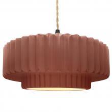 Justice Design Group CER-6555-CLAY-MBLK-BEIG-TWST - Large Tier Pleated 1-Light Pendant