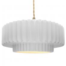 Justice Design Group CER-6555-WHT-BRSS-BEIG-TWST - Large Tier Pleated 1-Light Pendant