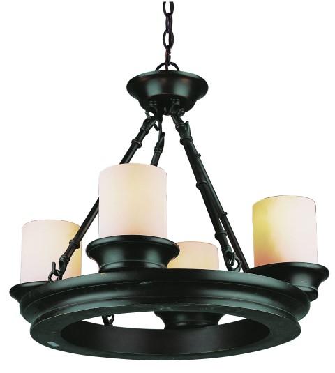 Four Light Rubbed Oil Bronze Tea Stain, Heavy Candle Glass Candle Chandelier