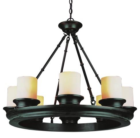 Eight Light Rubbed Oil Bronze Tea Stain, Heavy Candle Glass Candle Chandelier