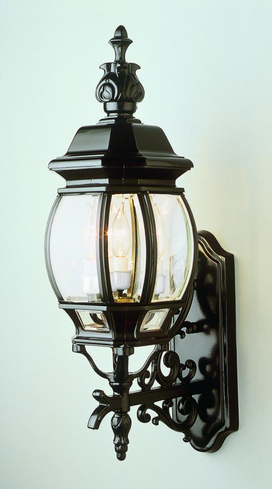 Francisco 3-Light Outdoor Beveled Glass Wrought Iron Style Wall Lantern