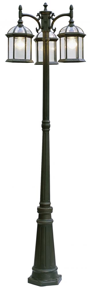 Wentworth 79-In. Atrium Style, 3-Light, 3-Shade Complete Lamp Post Set