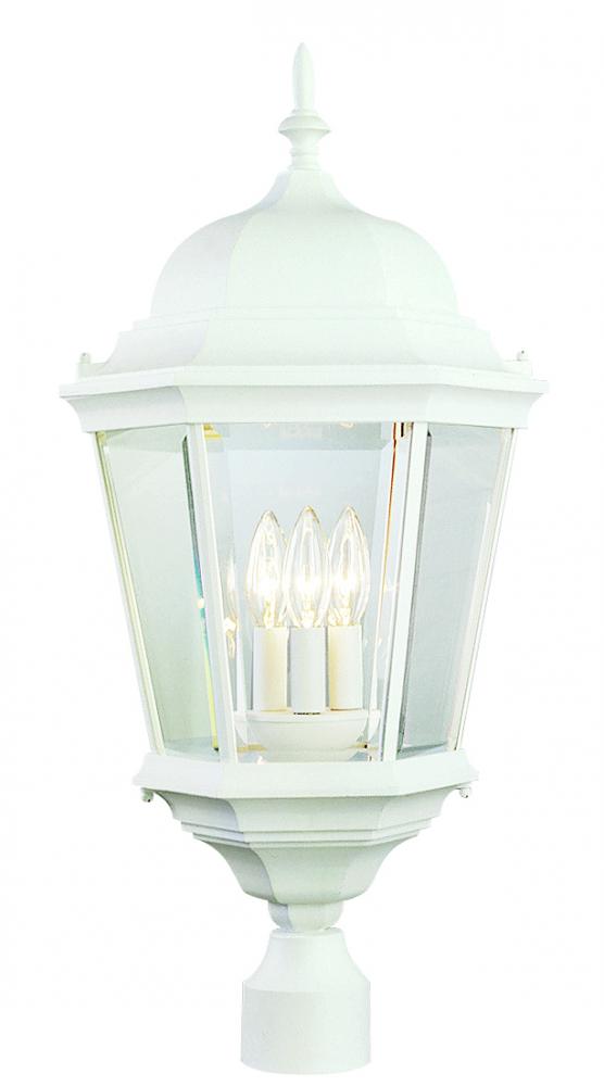 Classical Collection, Traditional Metal and Beveled Glass, Post Mount 3-Light Lantern Head