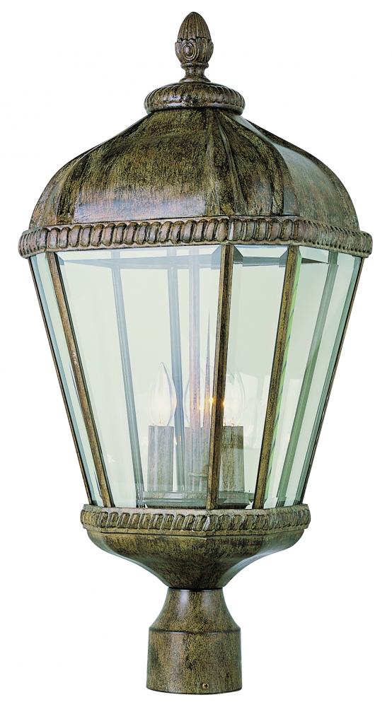 Covington 3-Light Braided Crown Trim and Clear Beveled Glass Post Mount Lantern Head