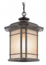 Trans Globe 5826 RT - San Miguel Collection, Craftsman Style, Outdoor Hanging Pendant Lantern with Tea Stain Glass Windows