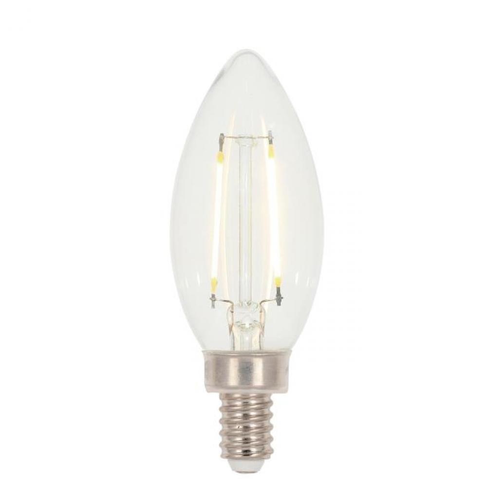 2W B11 Filament LED Dimmable Clear 2700K E12 (Candelabra) Base, 120 Volt, Box