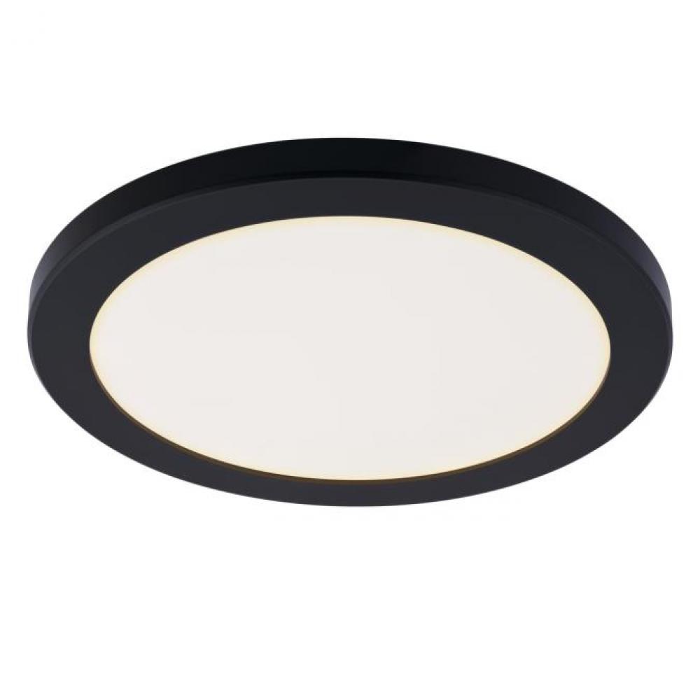 12 in. 22W Dimmable LED Flush with Color Temperature Selection Black Finish White Acrylic Shade