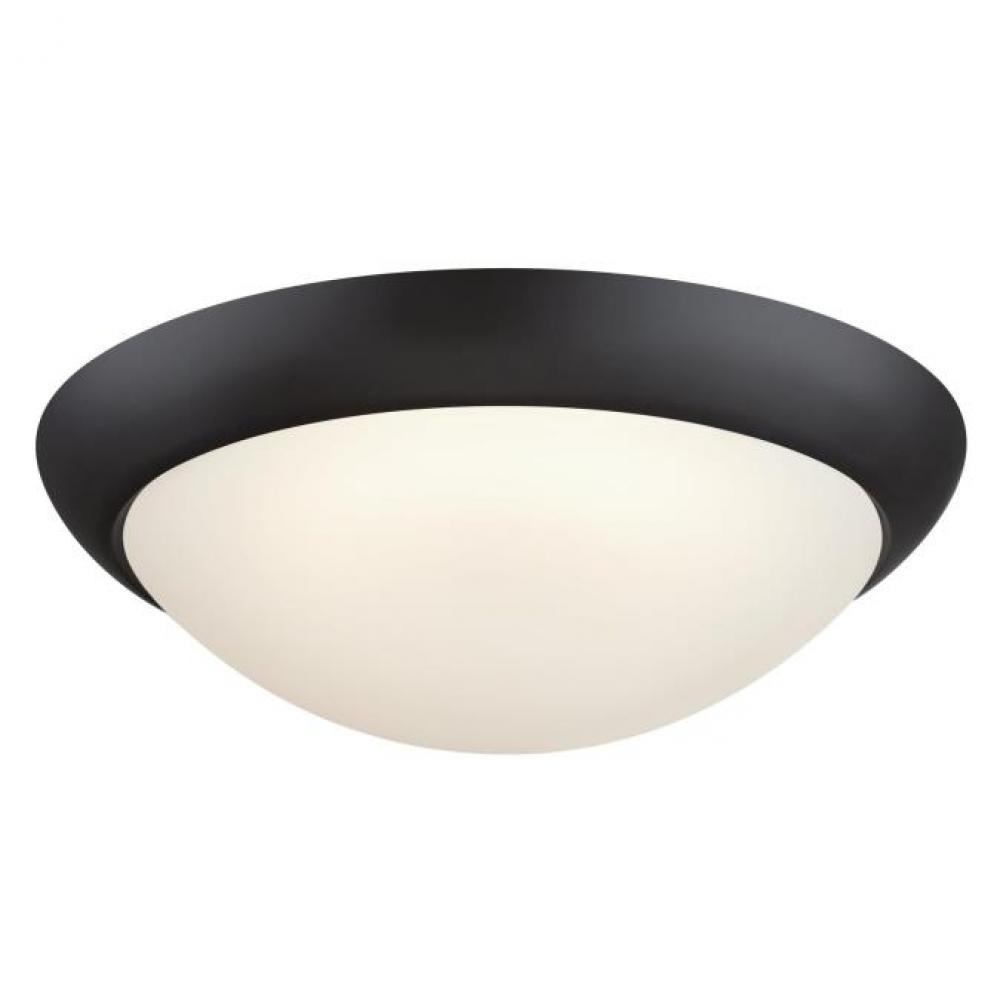 11 in. 14W LED Flush with Color Temperature Selection Black-Bronze Finish Frosted Glass Shade