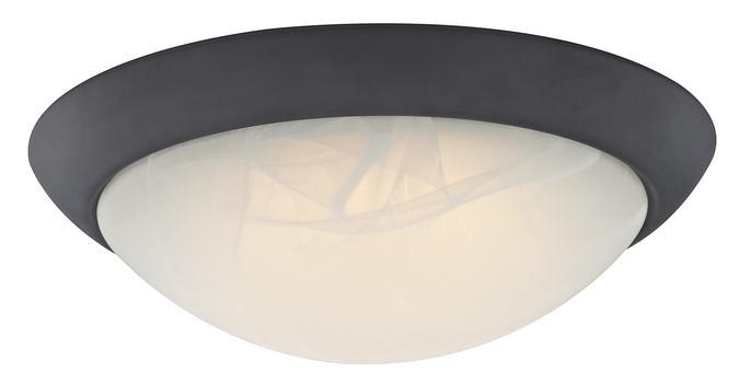 11 in. 15W LED Flush Oil Rubbed Bronze Finish White Alabaster Glass