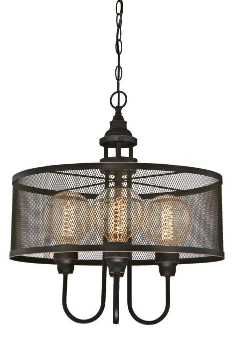 4 Light Chandelier Oil Rubbed Bronze Finish with Highlights Mesh Shade