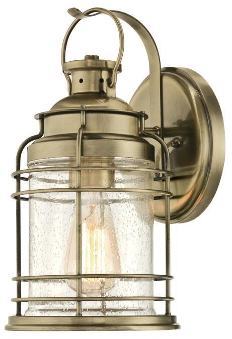 Wall Fixture Antique Brass Finish Clear Seeded Glass