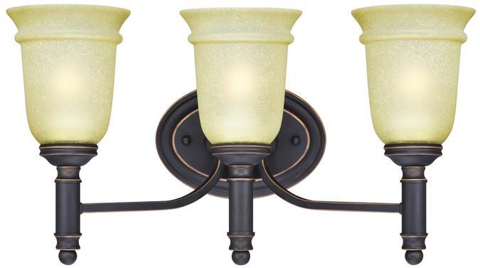 3 Light Wall Fixture Oil Rubbed Bronze Finish with Highlights Mocha Scavo Glass