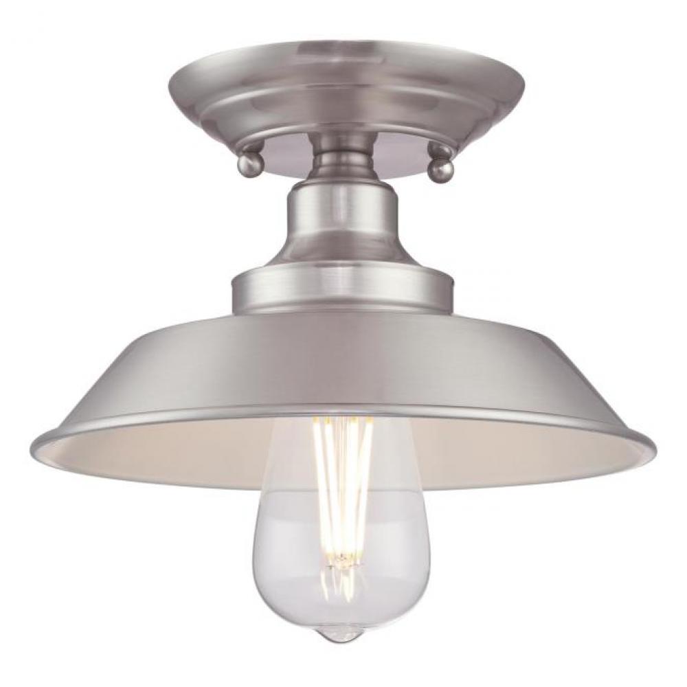 9 in. 1 Light Semi-Flush Brushed Nickel Finish