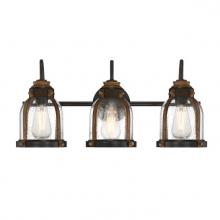 Westinghouse 6118200 - 3 Light Wall Fixture Oil Rubbed Bronze Finish with Barnwood Accents Clear Seeded Glass