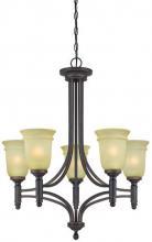 Westinghouse 6342900 - 5 Light Chandelier Oil Rubbed Bronze Finish with Highlights Mocha Scavo Glass