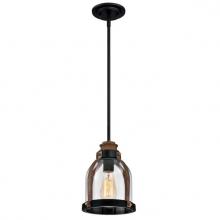 Westinghouse 6356300 - Mini Pendant Oil Rubbed Bronze Finish with Barnwood Accents Clear Seeded Glass