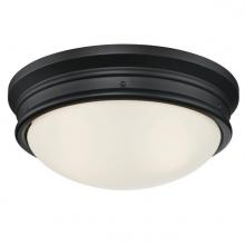 Westinghouse 6578100 - 13 in. 2 Light Flush Matte Black Finish Frosted Glass