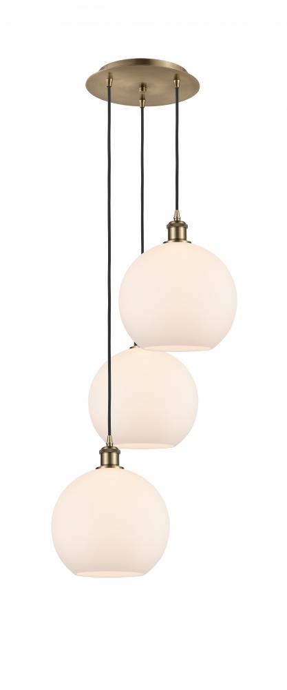 Athens - 3 Light - 17 inch - Antique Brass - Cord Hung - Multi Pendant