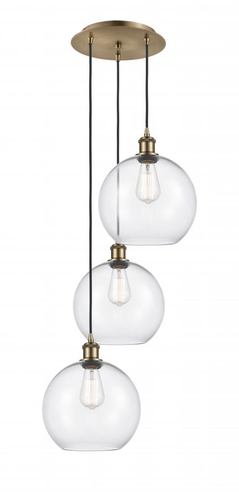 Athens - 3 Light - 17 inch - Antique Brass - Cord Hung - Multi Pendant