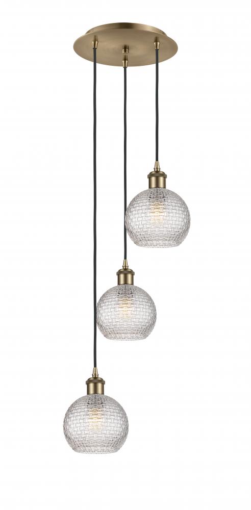 Athens - 3 Light - 12 inch - Antique Brass - Cord Hung - Multi Pendant