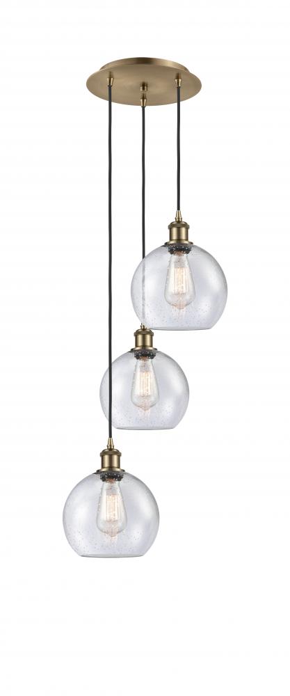Athens - 3 Light - 15 inch - Antique Brass - Cord Hung - Multi Pendant