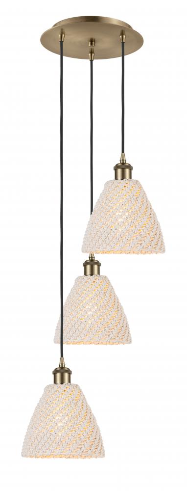 Bristol Natural - 3 Light - 15 inch - Antique Brass - Cord hung - Multi Pendant