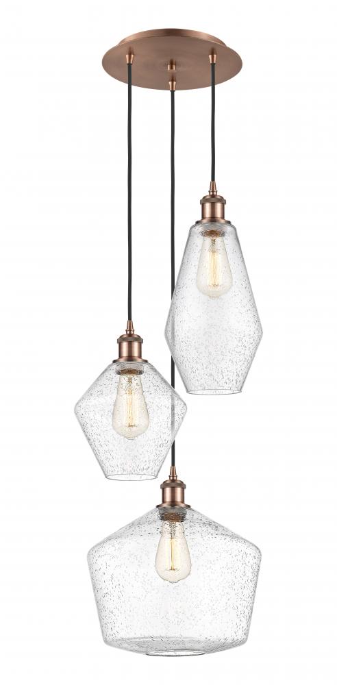 Cindyrella - 3 Light - 17 inch - Antique Copper - Cord hung - Multi Pendant