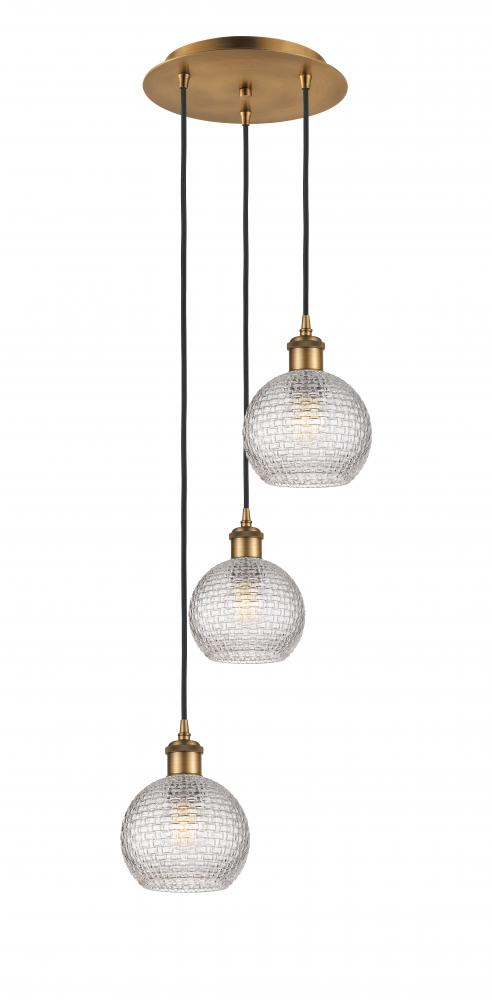 Athens - 3 Light - 12 inch - Brushed Brass - Cord Hung - Multi Pendant