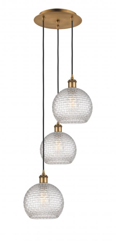 Athens - 3 Light - 15 inch - Brushed Brass - Cord Hung - Multi Pendant