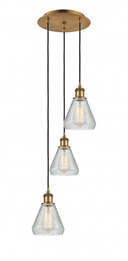 Conesus - 3 Light - 13 inch - Brushed Brass - Cord Hung - Multi Pendant