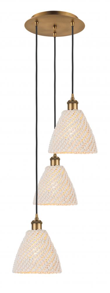 Bristol Natural - 3 Light - 15 inch - Brushed Brass - Cord hung - Multi Pendant
