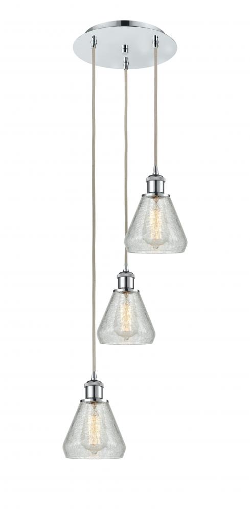 Conesus - 3 Light - 13 inch - Polished Chrome - Cord Hung - Multi Pendant