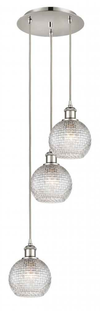 Athens - 3 Light - 12 inch - Polished Nickel - Cord Hung - Multi Pendant