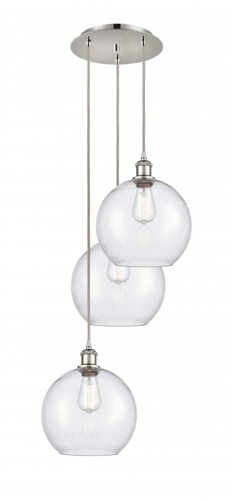 Athens - 3 Light - 17 inch - Polished Nickel - Cord Hung - Multi Pendant