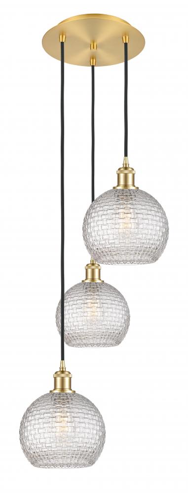 Athens - 3 Light - 15 inch - Satin Gold - Cord Hung - Multi Pendant